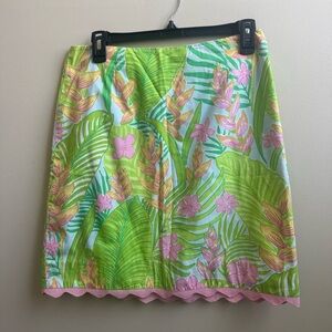 Lilly Pulitzer vintage palm leaf floral Scalloped hem skirt Size 4